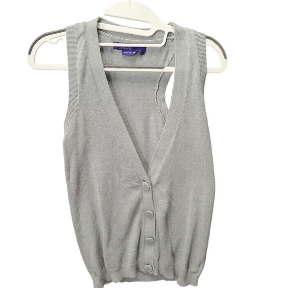 Miley Cyrus Womens Sweater Vest Gray Size Medium 100% Cotton Buttons Sleeveless - Picture 1 of 12
